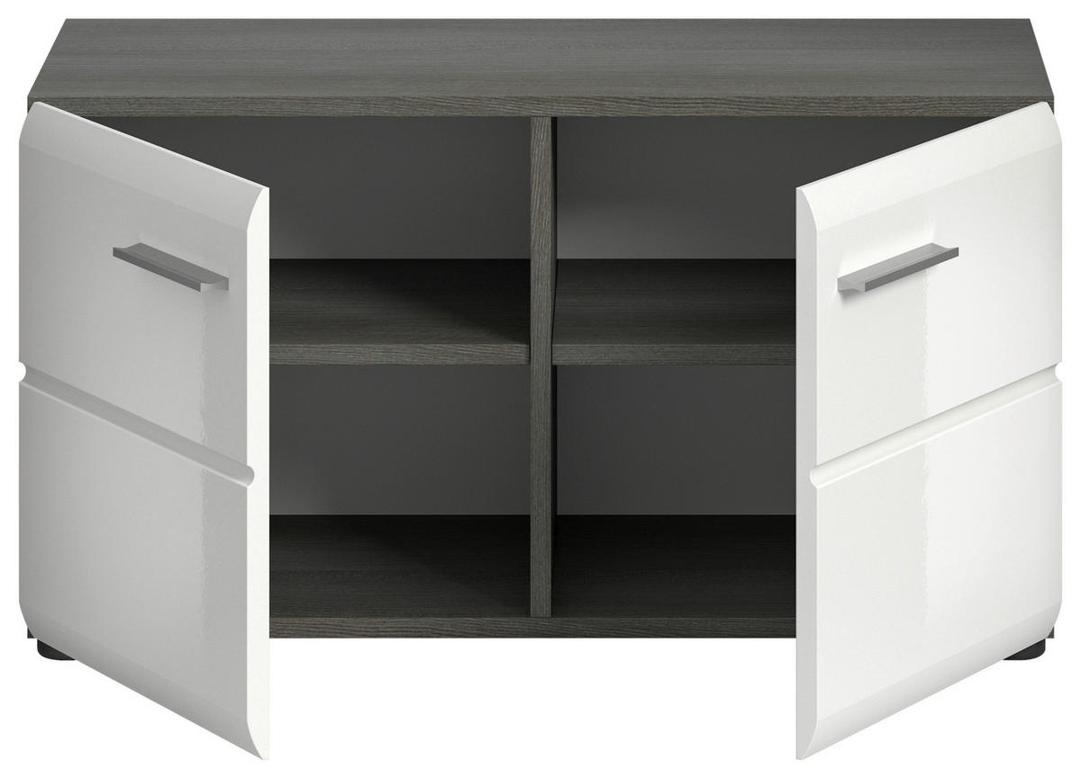ŠATNÍ LAVICE, 80/44/37 cm - barvy stříbra/vysoce lesklá bílá, Design, kompozitní dřevo/plast (80/44/37cm) - MID.YOU