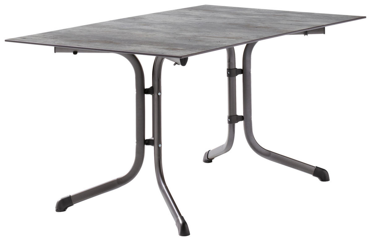 GARTENKLAPPTISCH 140/90/73 cm Metall, Kunststoff rechteckig  - Silberfarben/Grau, Basics, Kunststoff/Metall (140/90/73cm) - Sieger