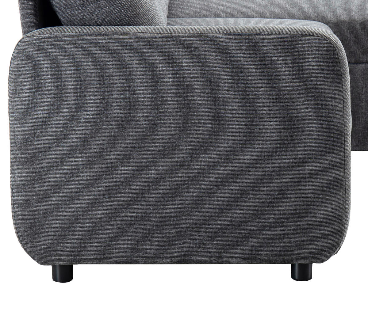 ECKSOFA TUMO Dunkelgrau Leinenoptik Rückenkissen, Bettkasten  - Dunkelgrau/Schwarz, Design, Kunststoff/Textil (152,5/225,5cm) - Livetastic