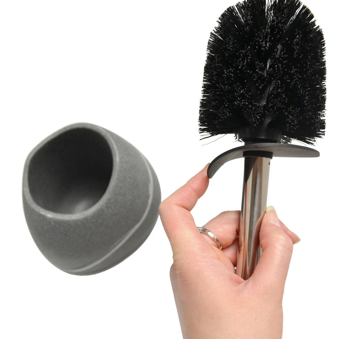 WC-BÜRSTENGARNITUR in Metall  Kunststoff   - Chromfarben/Grau, Basics, Keramik/Kunststoff (13,8/37/12,9cm) - Sadena