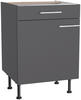 ECKKÜCHE 270/200 cm  in Anthrazit  - Edelstahlfarben/Eichefarben, Basics, Holzwerkstoff/Metall (270/200cm) - Optifit