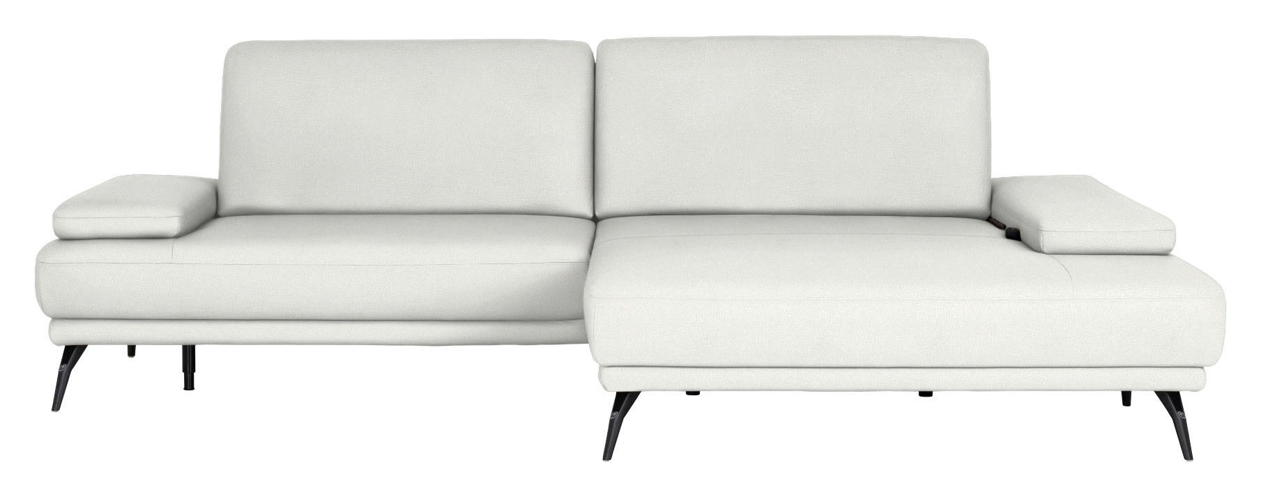 ECKSOFA Echtleder Weiss  - Weiss/Schwarz, Konventionell, Leder/Metall (301/180cm) - Joop!