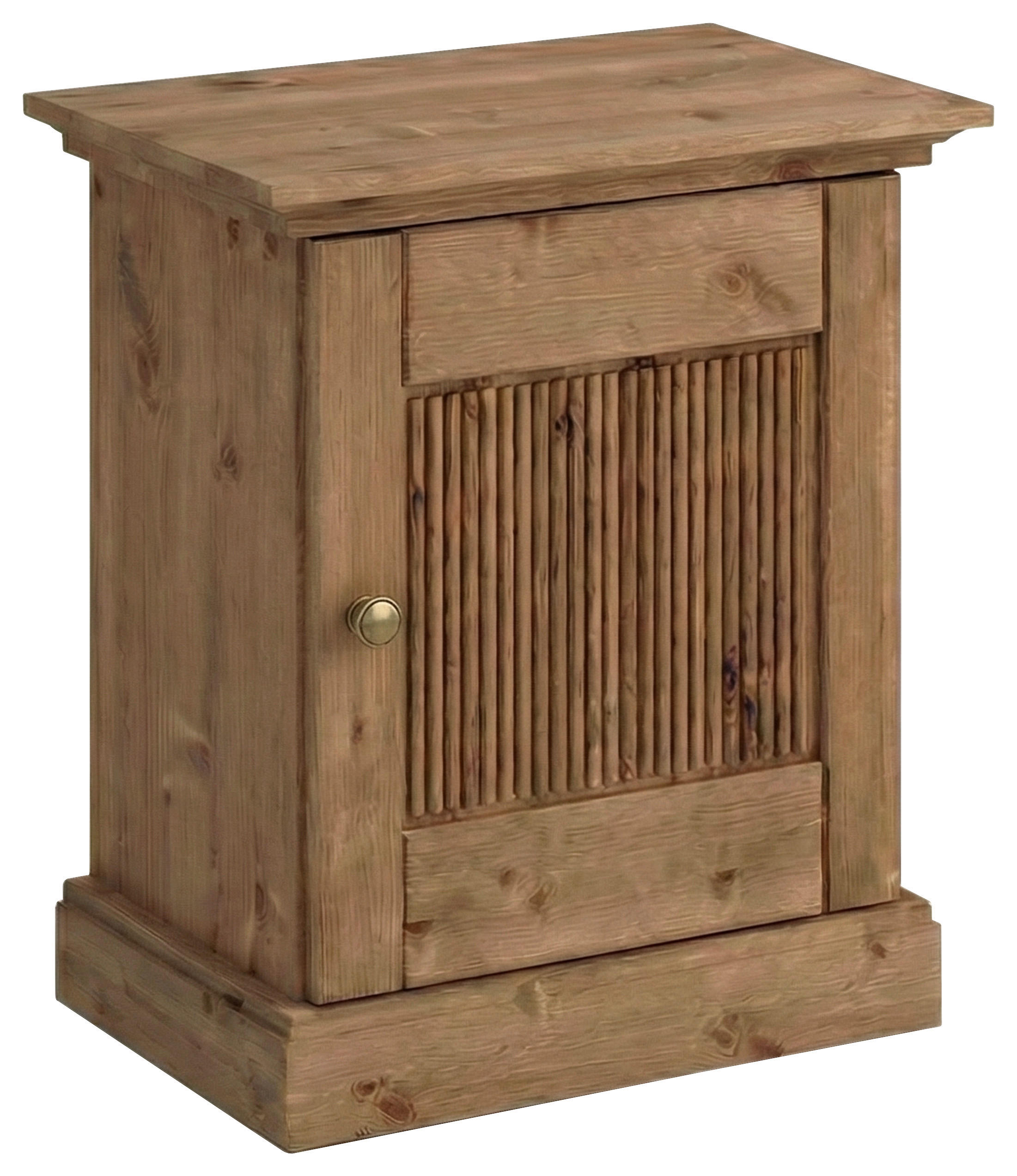 NACHTSCHRANK 54/61/36 cm Kiefer massiv  - Eichefarben/Silberfarben, KONVENTIONELL, Holz/Metall (54/61/36cm) - Linea Natura