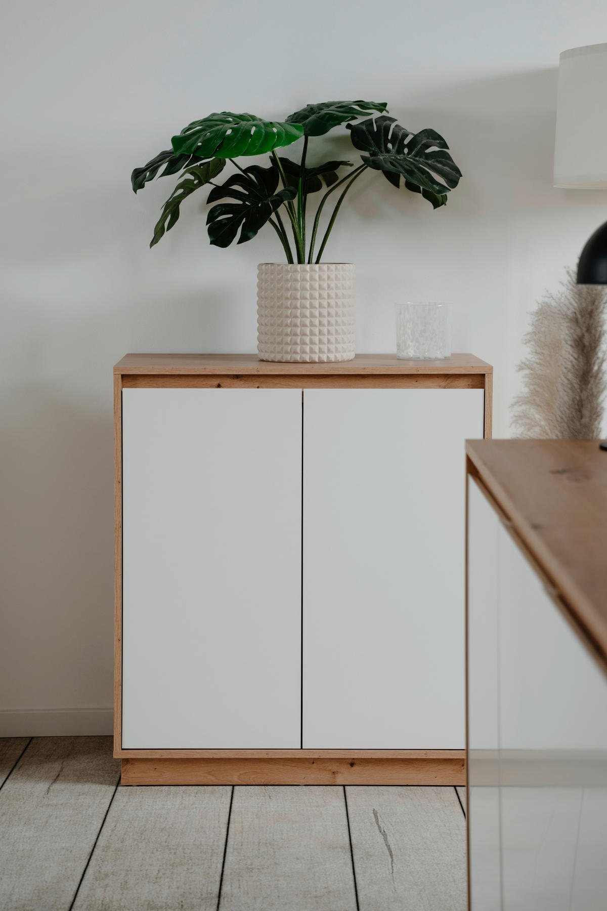 KOMODA   79/88/40 cm   hrast Artisan, bijela visoki sjaj  - bijela/hrast Artisan, Trend, drvni materijal (79/88/40cm)