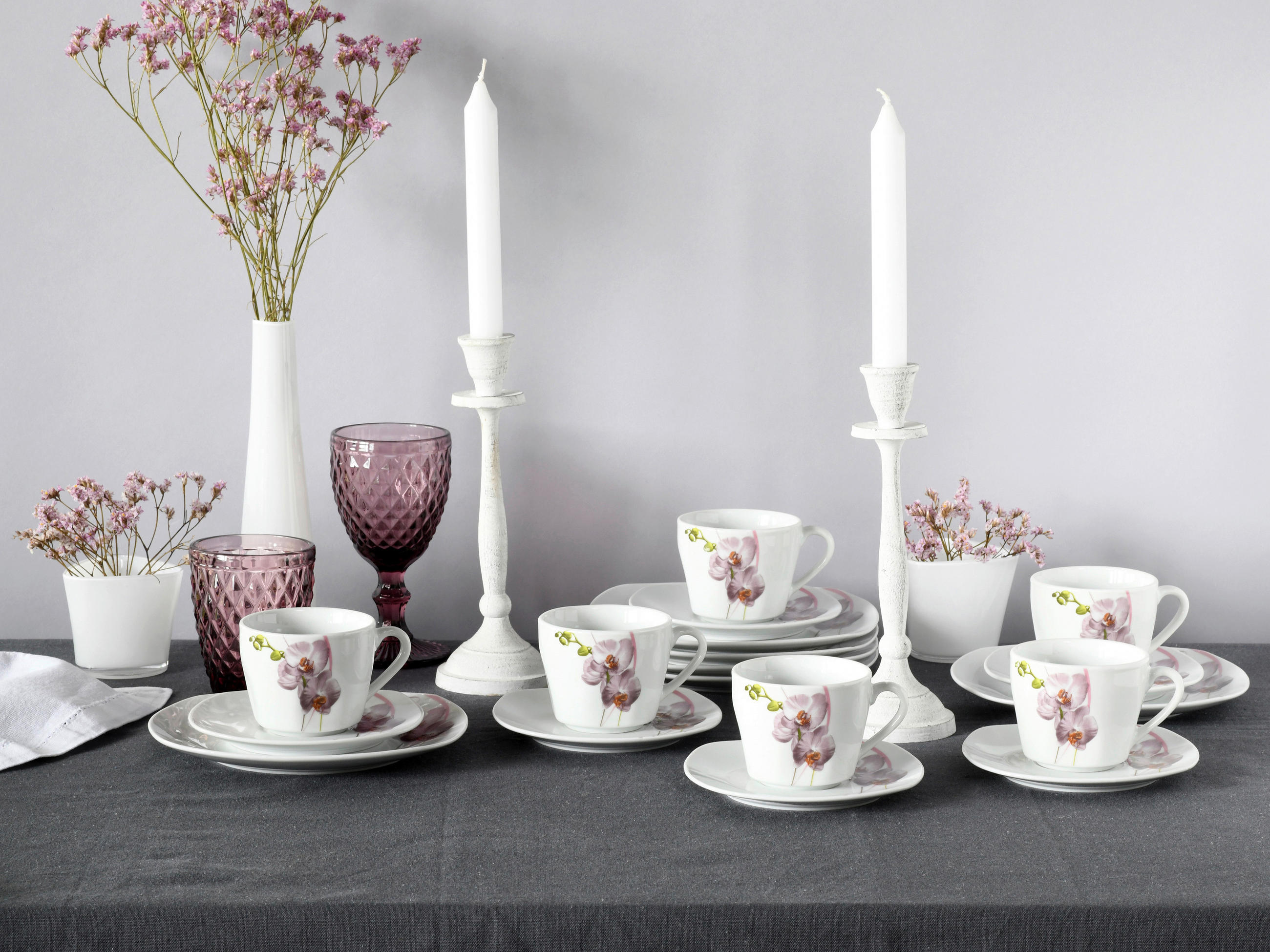 KAFFESERVIS Square Orchidee 18 delar  - multicolor, Trend, keramik - Creatable