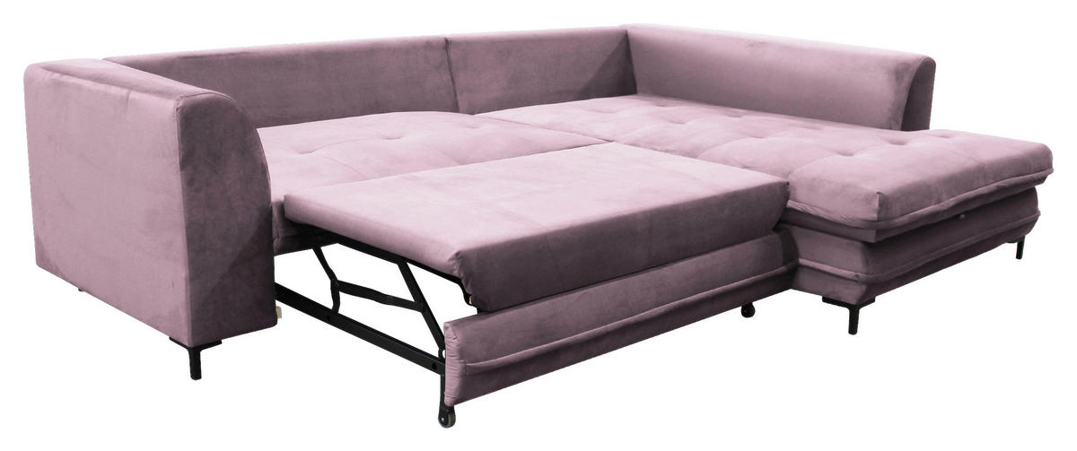 ECKSOFA Beere Velours  - Beere/Schwarz, Design, Textil/Metall (277/187cm) - Livetastic