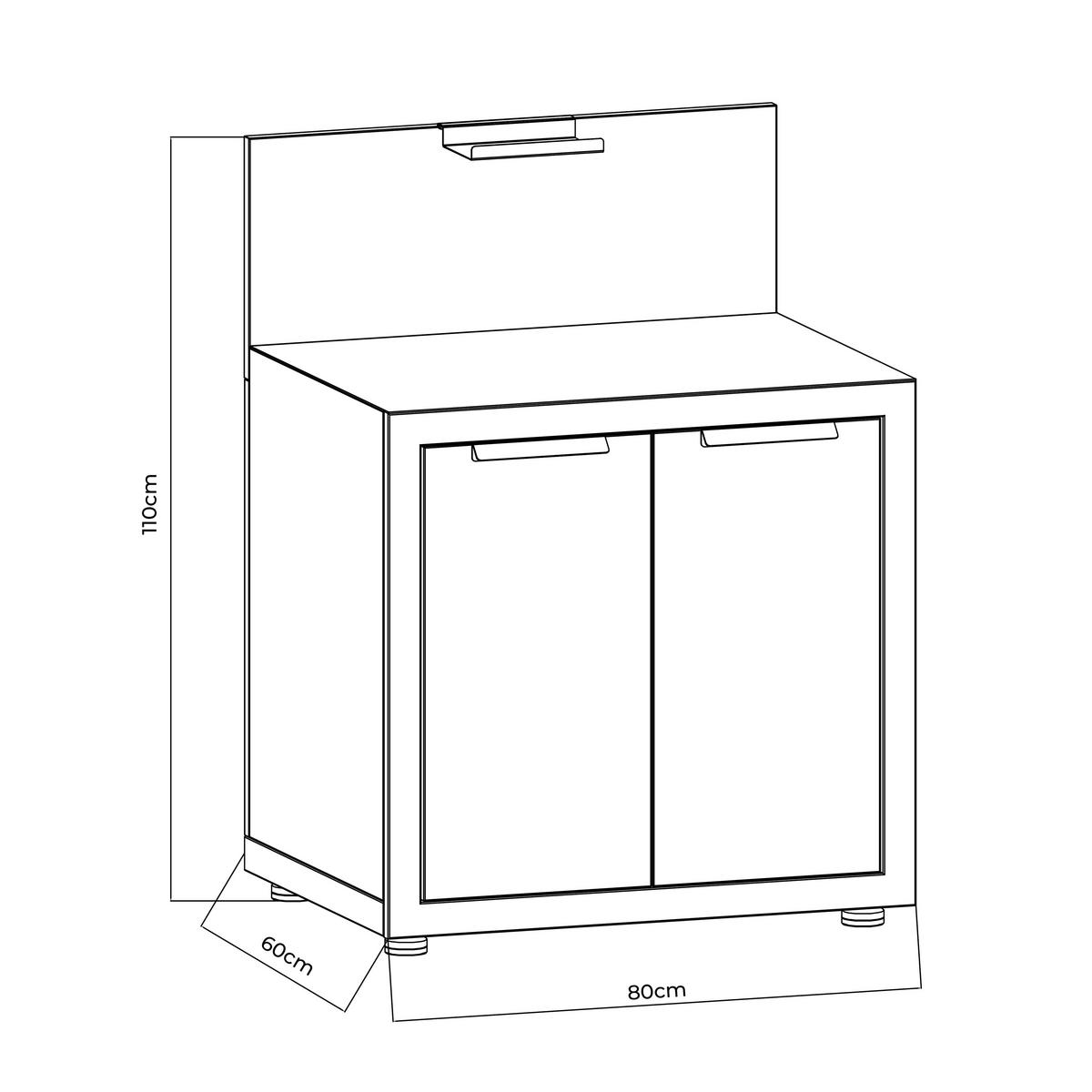 SPOD. SKRINKA DO VONK. KUCHYN  - antracitová, Basics, kov (80/110/60cm) - Gardenson