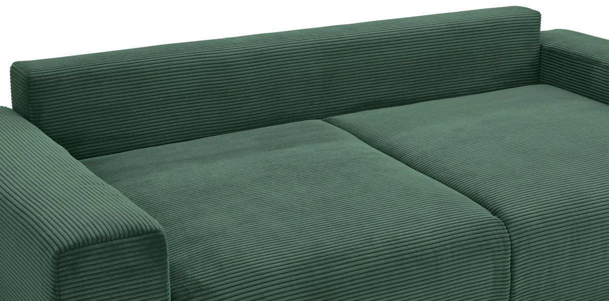 SCHLAFSOFA in Cord Grün  - Buchefarben/Schwarz, Konventionell, Holz/Kunststoff (255/86/123cm) - Livetastic
