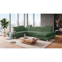 WOHNLANDSCHAFT MERCY Dunkelgrün Mikrovelours  - Kaschmir/Dunkelgrün, MODERN, Kunststoff/Textil (245/348/168cm) - MID.YOU