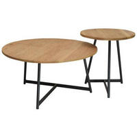 COUCHTISCHSET in Holz, Metall 60/60/40 cm  - Wildeiche/Schwarz, Trend, Holz/Metall (60/60/40cm) - Boxxx