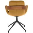 ARMLEHNSTUHL  Lederauswahl, Stoffauswahl, Typenauswahl, Sitzfläche 360° drehbar  Echtleder  - Currygelb/Eichefarben, Natur, Leder/Holz (60/86/60cm) - Valnatura