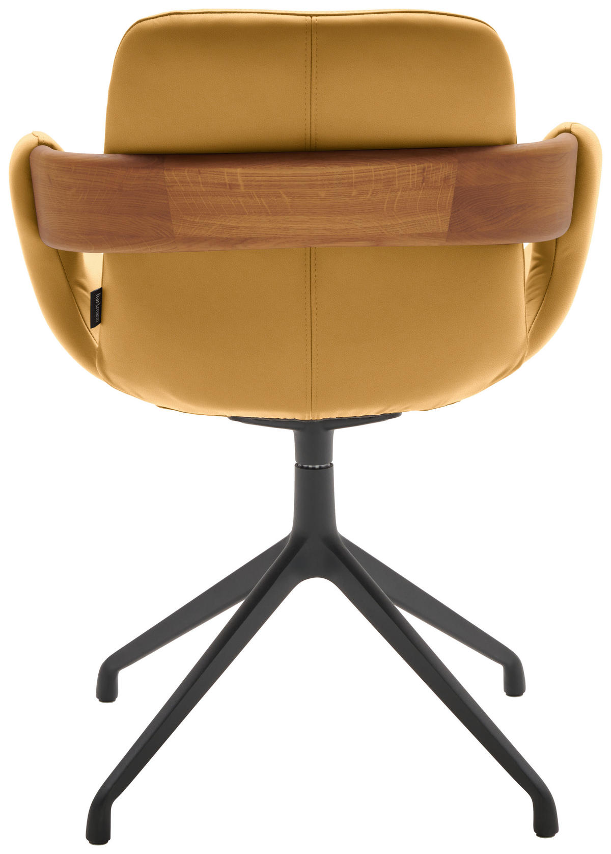 ARMLEHNSTUHL  Lederauswahl, Stoffauswahl, Typenauswahl, Sitzfläche 360° drehbar  Echtleder  - Currygelb/Eichefarben, Natur, Leder/Holz (60/86/60cm) - Valnatura