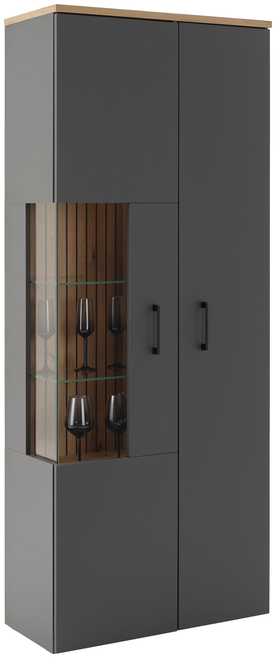 Vitrine B: 76,3cm Amare Artisan Eiche/Anthrazit