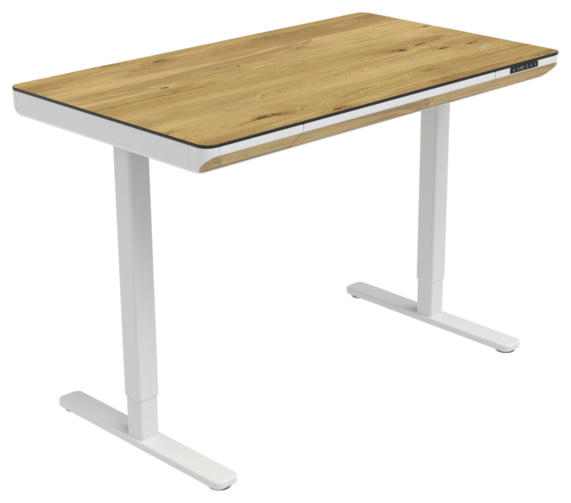 PÍSACÍ STÔL, biela, dub artisan, 120/70/73-118 cm - biela/dub artisan, Konventionell, kov/kompozitné drevo (120/70/73-118cm) - Xora