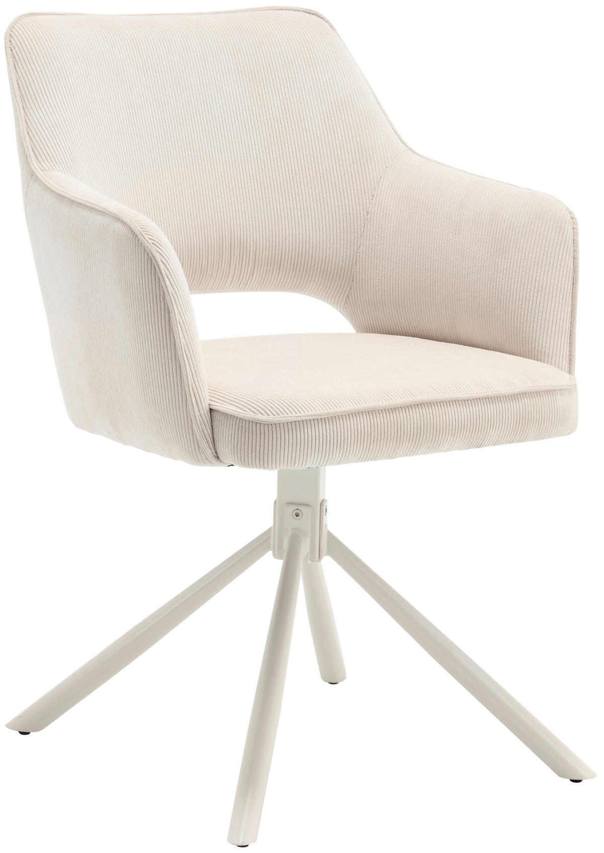 ARMLEHNSTUHL  in Eisen Cord  - Creme, MODERN, Textil/Metall (61/85/61cm) - Livetastic