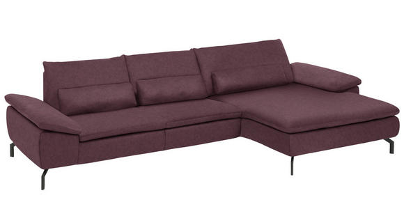 ECKSOFA Weinrot Mikrofaser  - Weinrot/Schwarz, Design, Textil/Metall (341/181cm) - Dieter Knoll