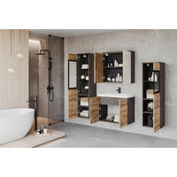 Badezimmer Madrit II 5-teilig 5-teilig  in  - Kastanieneichefarben/Weiss, Lifestyle, Glas/Keramik (120,4/131,5/30,2cm) - P & B