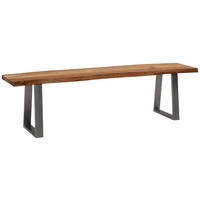 SITZBANK 120/45,5/40 cm Akaziefarben Akazie massiv Metall  - Chromfarben/Akaziefarben, MODERN, Holz/Metall (120/45,5/40cm) - MID.YOU