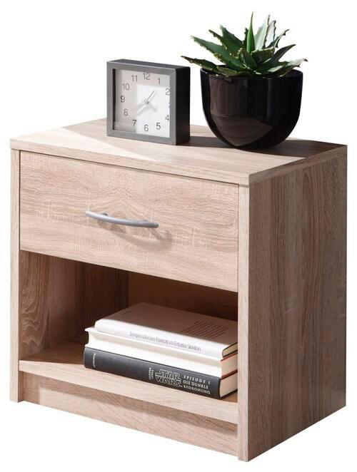 NACHTSCHRANK 39/41/28 cm  - Eichefarben/Silberfarben, Basics, Holzwerkstoff/Kunststoff (39/41/28cm) - P & B