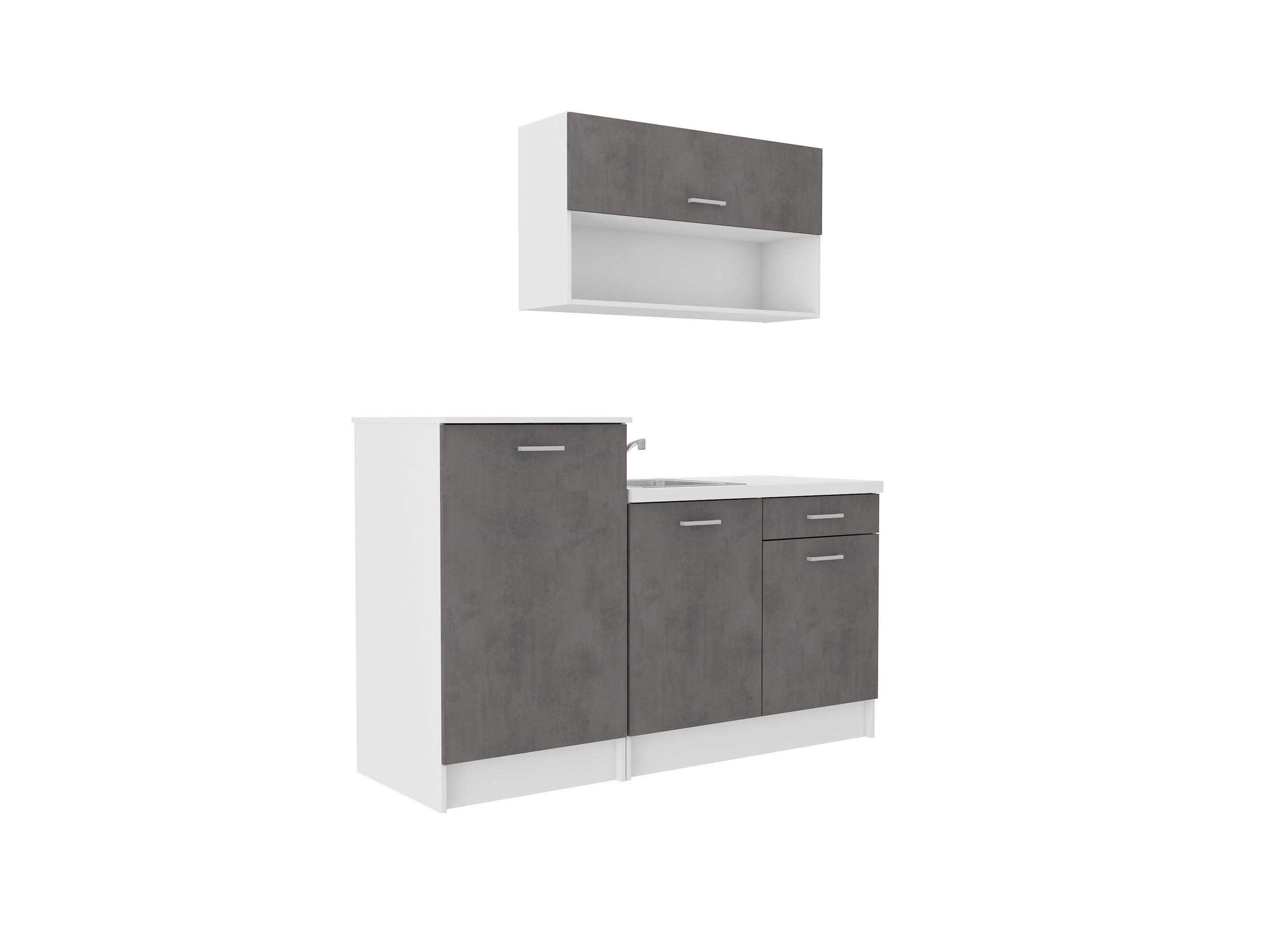 MINIKÜCHE 160 cm   in Grau  - Weiß/Grau, Design, Holzwerkstoff/Kunststoff (160cm) - P & B