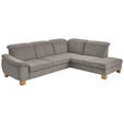 ECKSOFA in Flachgewebe Hellbraun  - Wildeiche/Hellbraun, Natur, Holz/Textil (301/243cm) - Voleo