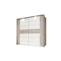 OMARA Z DRSNIMI VRATI, bela, barve hrasta, peščene barve  - barve nerjavečega jekla/barve hrasta, Design, kovina/umetna masa (269,9/209,7/61,2cm) - Novel