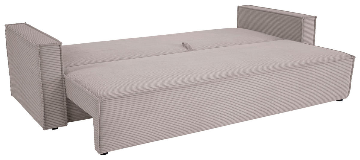 SCHLAFSOFA  mit Rücken echt, Armteil links, Armteil rechts Cord Hellgrau  - Hellgrau/Schwarz, Design, Textil (232/85/92cm) - Xora