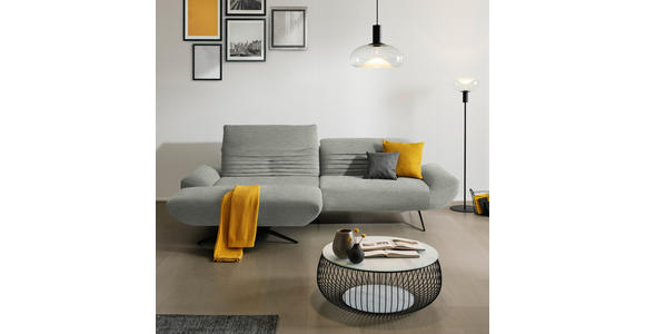 ECKSOFA  in Chenille Hellgrau  170-195/280 cm  - Hellgrau/Schwarz, Design, Textil/Metall (170-195/280cm) - Dieter Knoll
