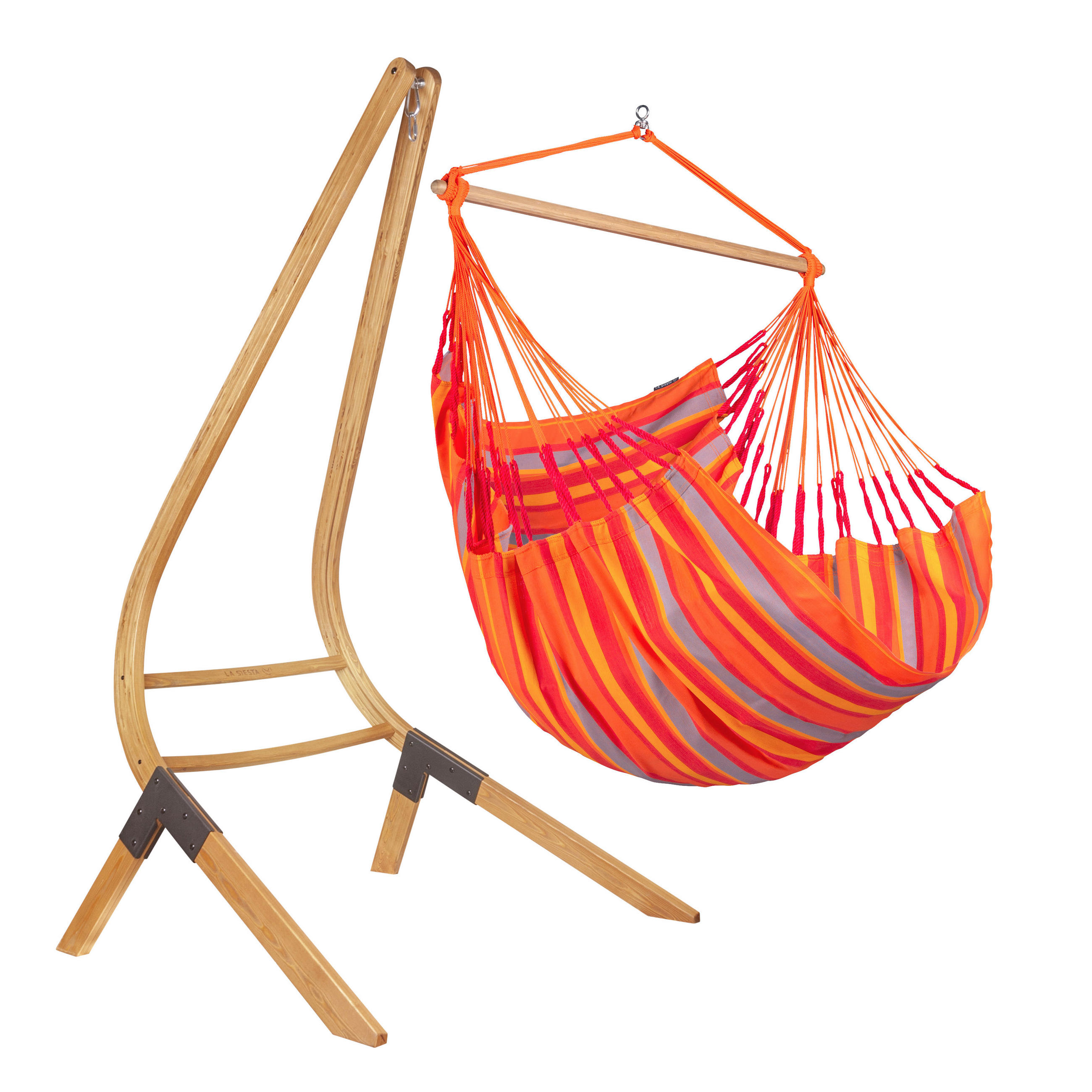 HÄNGESESSEL comfort outdoor 110/160/180 cm  - Gelb/Rot, LIFESTYLE, Holz/Textil (110/160/180cm) - La Siesta