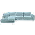 ECKSOFA  in Cord Hellblau  224/325 cm  - Schwarz/Hellblau, Design, Kunststoff/Textil (224/325cm) - Hom`in