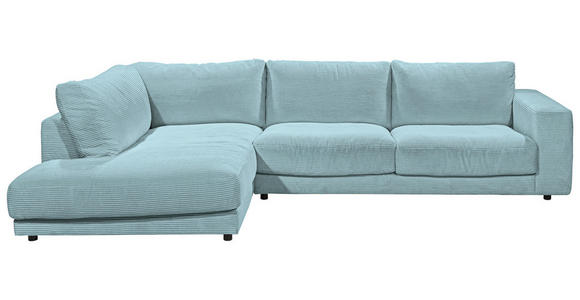 ECKSOFA  in Cord Hellblau  224/325 cm  - Schwarz/Hellblau, Design, Kunststoff/Textil (224/325cm) - Hom`in
