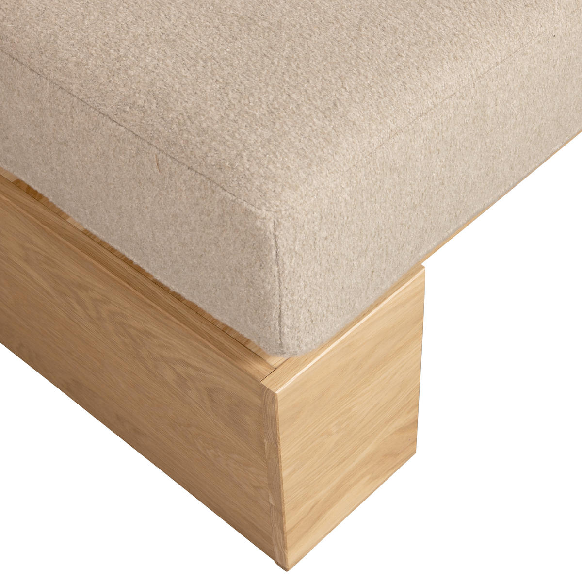 SITZBANK 110/84/67 cm Bouclé Eichefarben, Beige Eiche massiv  - Eichefarben/Beige, MODERN, Holz/Textil (110/84/67cm) - Livetastic