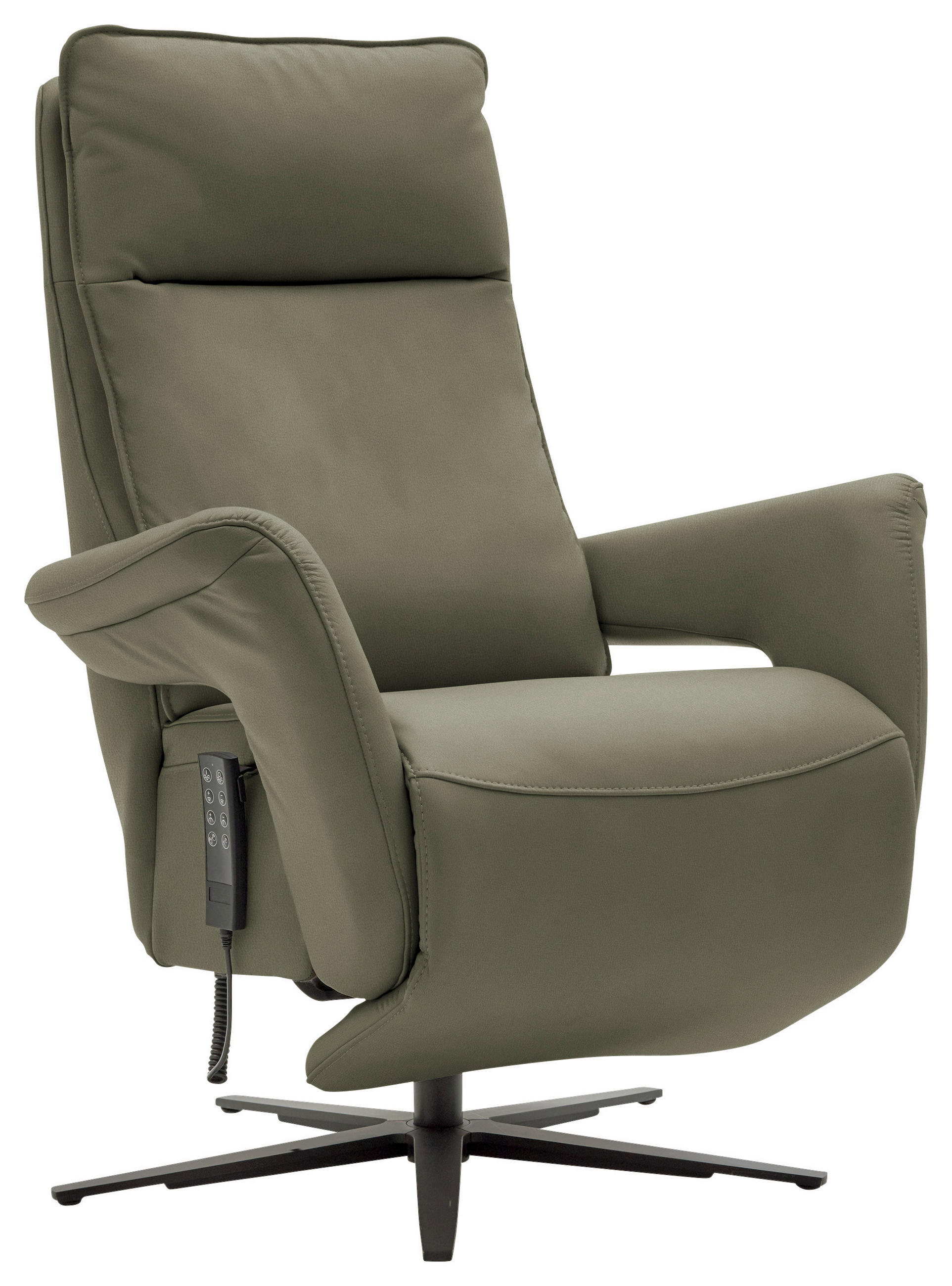 RELAXSESSEL in Leder Grau, Grün  - Schwarz/Grau, Design, Leder/Metall (83/116/87cm) - Valdera