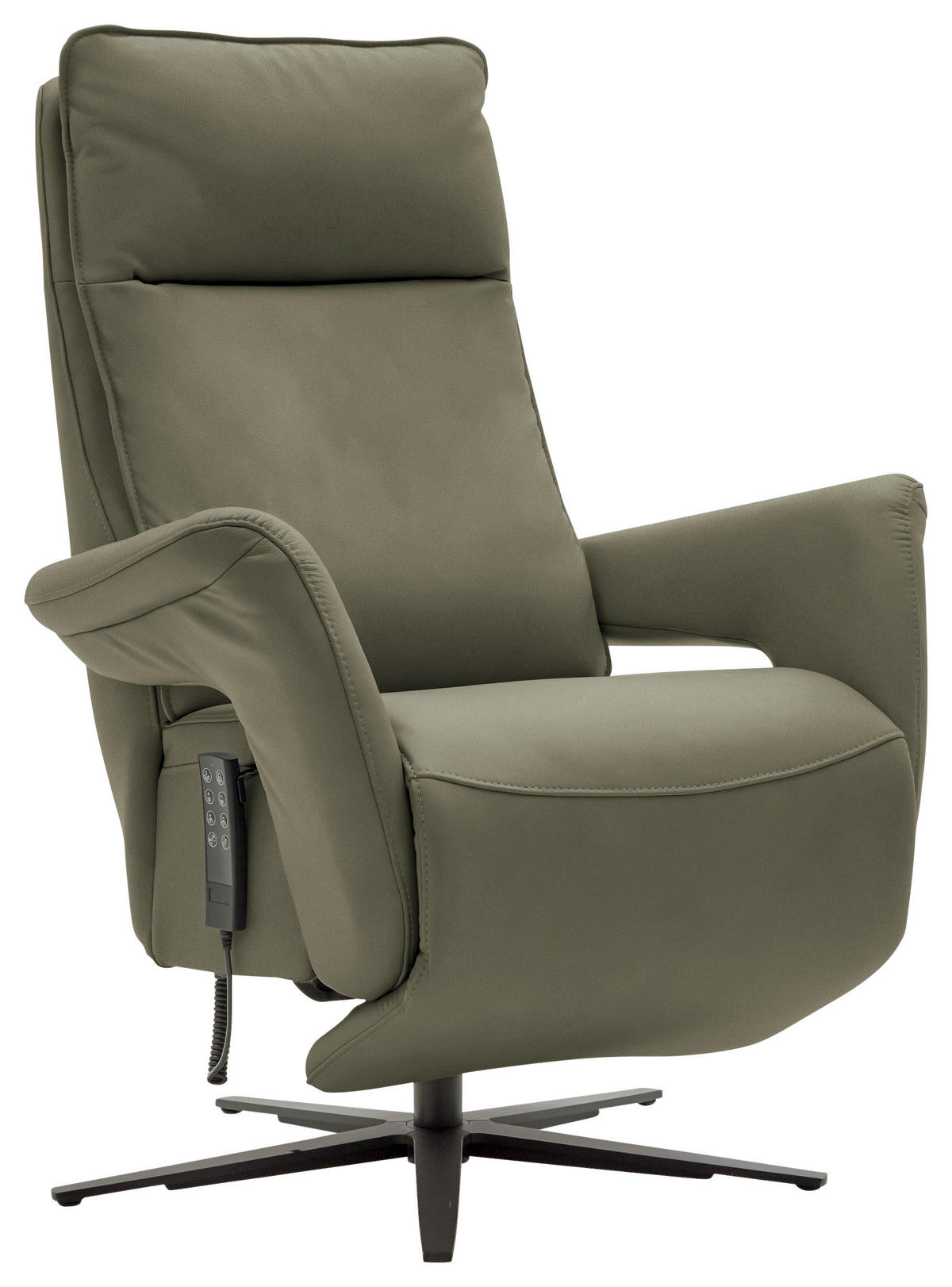 RELAXSESSEL in Leder Grau, Grün  - Schwarz/Grau, Design, Leder/Metall (83/116/87cm) - Valdera
