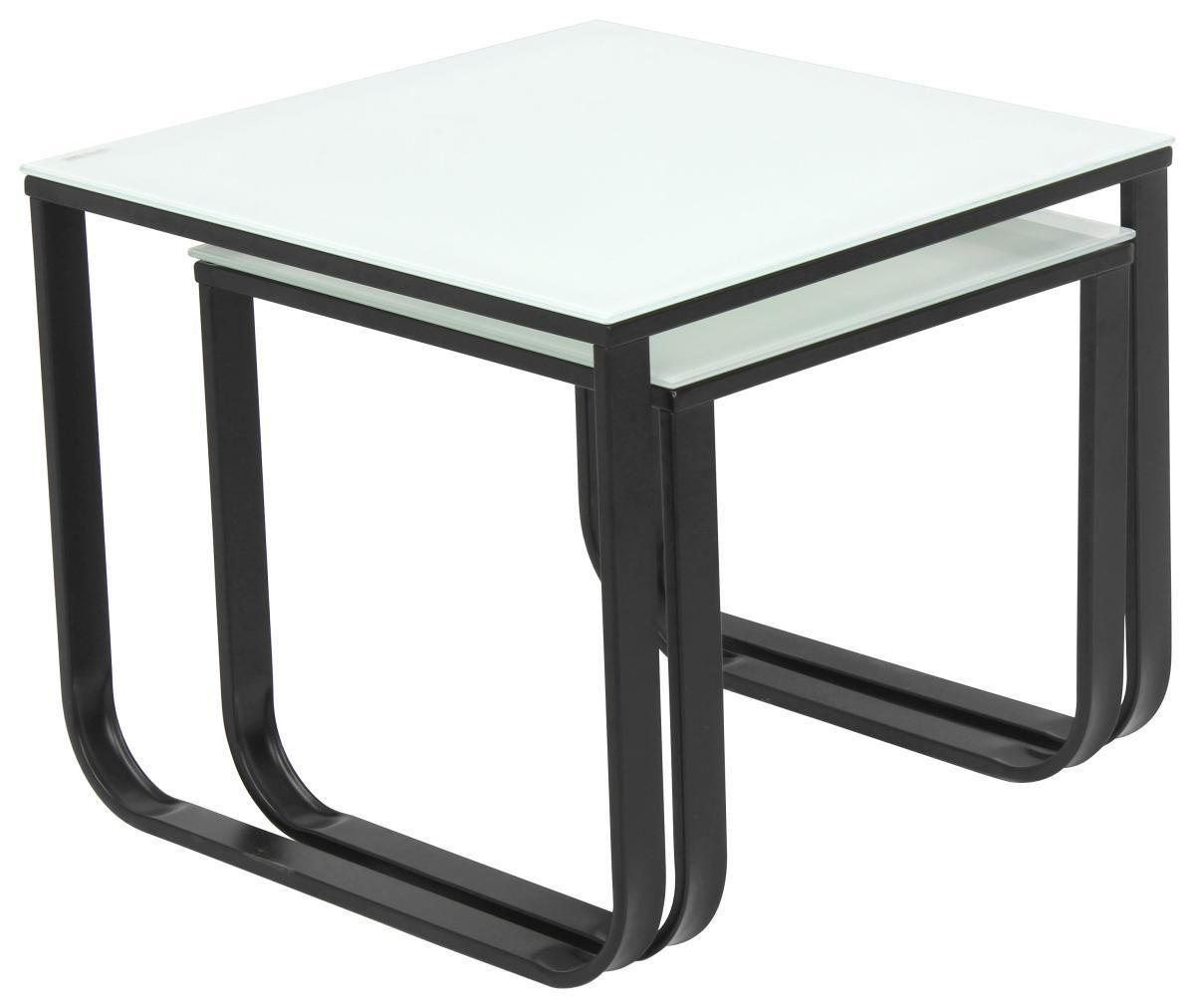 SET MIZ, bela, temno siva  - temno siva/bela, Design, kovina/steklo (45/55/45/55/45/40cm) - Carryhome