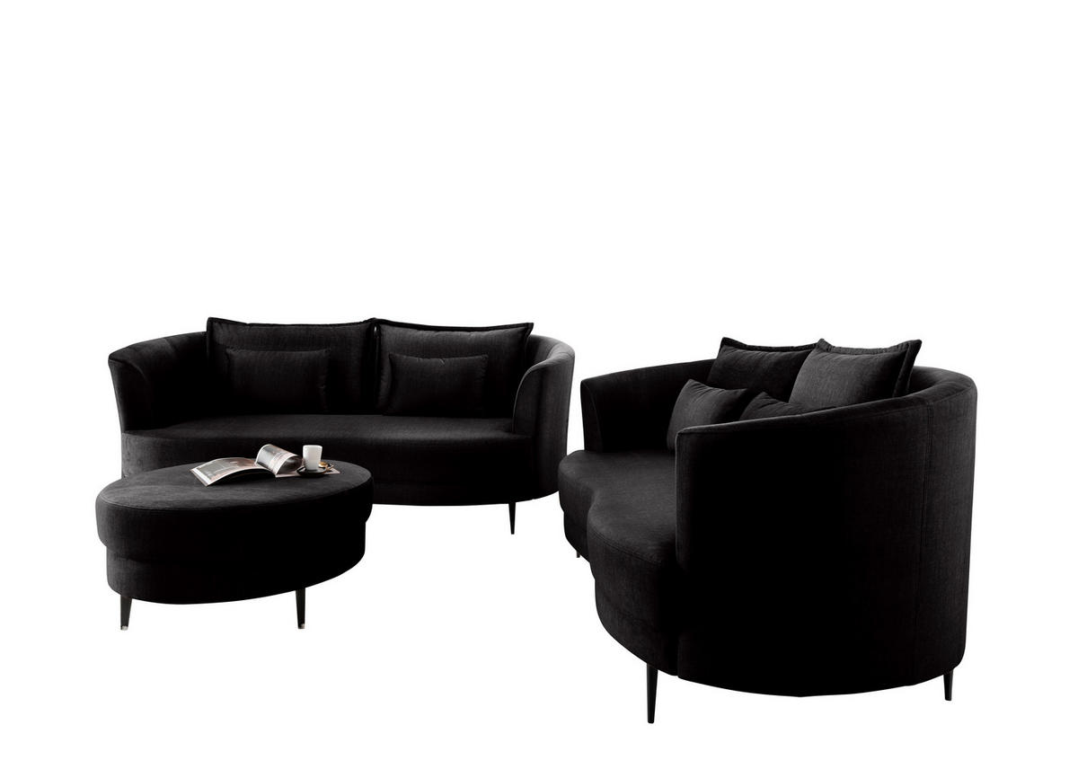 HOCKER in Textil Anthrazit  - Anthrazit/Schwarz, MODERN, Textil/Metall (80/43/80cm) - Livetastic