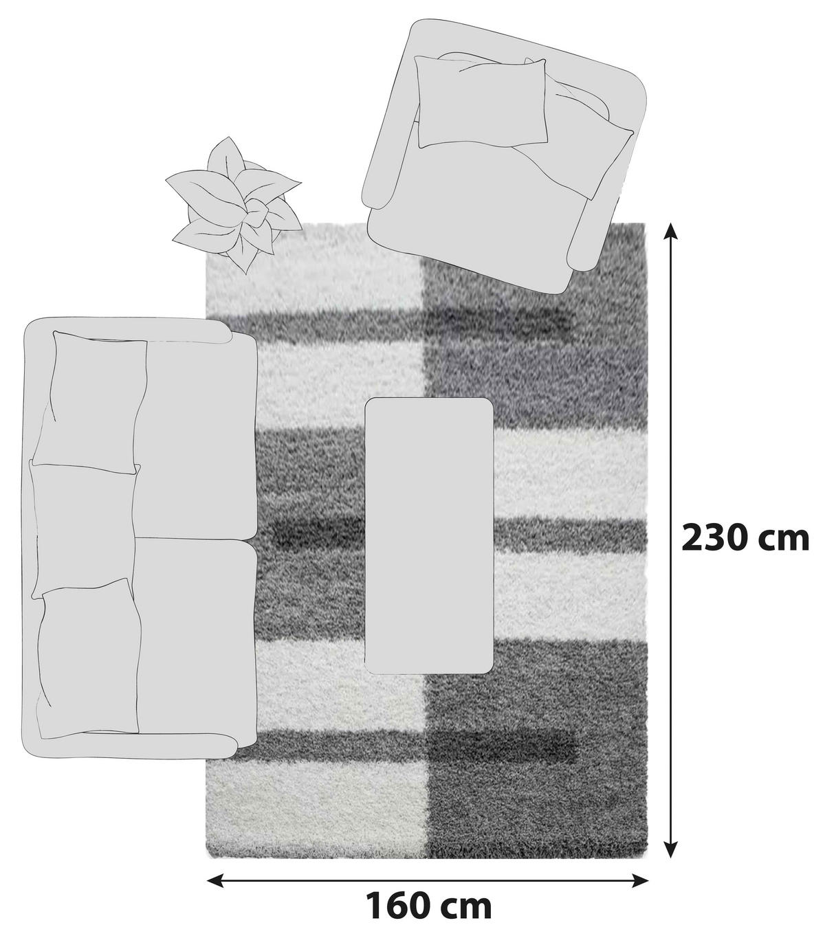HOCHFLORTEPPICH 160/230 cm Gala 2505 Hellgrau  - Hellgrau, Design, Textil (160/230cm) - Novel