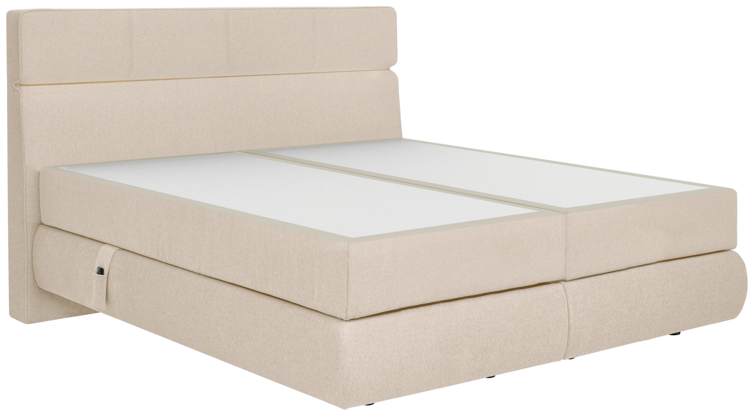 BOXSPRINGBETT 180/200 cm,  in Creme, motorische Verstellbarkeit, Matratzen, unterschiedliche Matratzenhärtegrade je Bettseite, H2 + H3 = mittel + fest  - Creme/Schwarz, Design, Kunststoff/Textil (180/200cm) - Dieter Knoll
