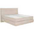 BOXSPRINGBETT 200/200 cm,  in Creme, motorische Verstellbarkeit, Matratzen, H3 + H3 = fest  - Creme/Schwarz, Design, Kunststoff/Textil (200/200cm) - Dieter Knoll