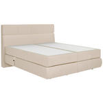 BOXSPRINGBETT 180/200 cm,  in Creme, motorische Verstellbarkeit, Matratzen, unterschiedliche Matratzenhärtegrade je Bettseite, H2 + H3 = mittel + fest  - Creme/Schwarz, Design, Kunststoff/Textil (180/200cm) - Dieter Knoll