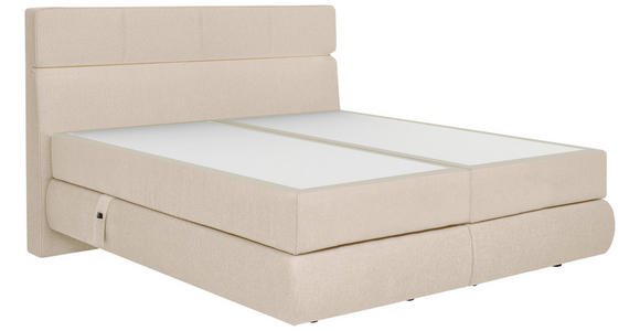 BOXSPRINGBETT 200/200 cm,  in Creme, motorische Verstellbarkeit, Matratzen, H3 + H3 = fest  - Creme/Schwarz, Design, Kunststoff/Textil (200/200cm) - Dieter Knoll
