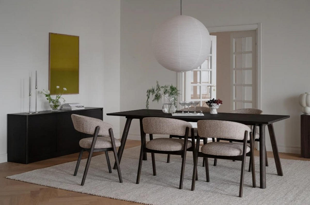 STOL MED ARMSTÖD     - beige/mörkbrun, Klassisk, trä/textil (59/79/57cm) - Rowico