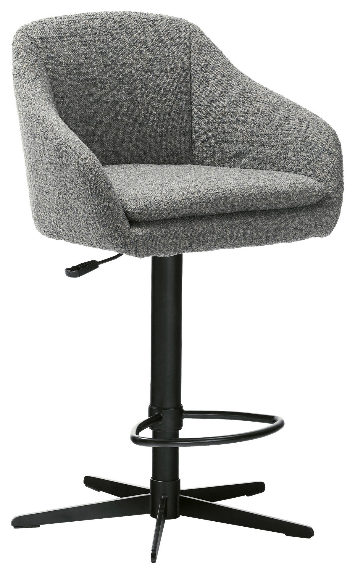 BARHOCKER Webstoff Blau, Schwarz Eisen Sitzfläche 360° drehbar, inklusive Armlehnen  - Blau/Schwarz, Design, Textil/Metall (54,5/88-108/53,5cm) - Cassando