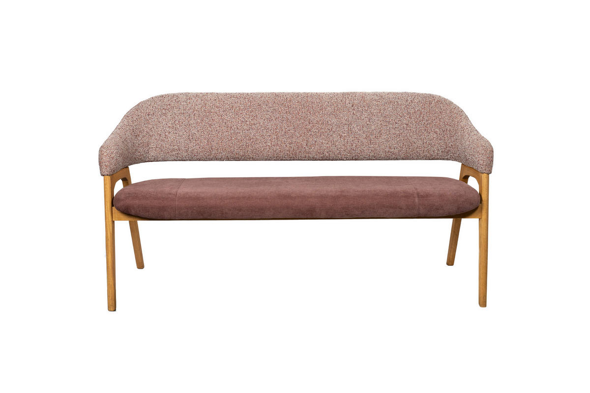 SITZBANK 168/84/56 cm Batist, Bouclé Rot Holz  - Eichefarben/Rot, KONVENTIONELL, Holz/Textil (168/84/56cm) - Linea Natura