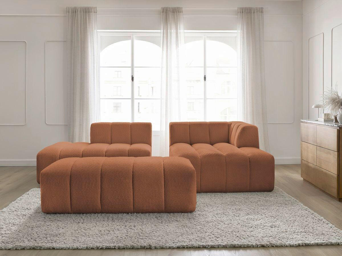 ECKSOFA  ANNECY Orange Bouclé  - Schwarz/Orange, MODERN, Kunststoff/Textil (262/170cm)