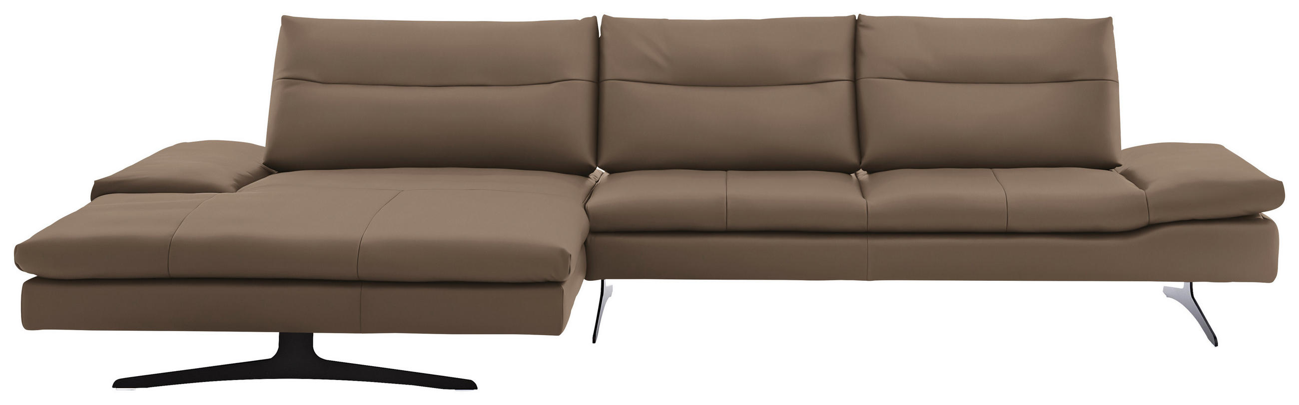 ECKSOFA  in Echtleder Hellbraun  158/342 cm  - Hellbraun/Schwarz, MODERN, Leder/Metall (158/342cm) - Chilliano