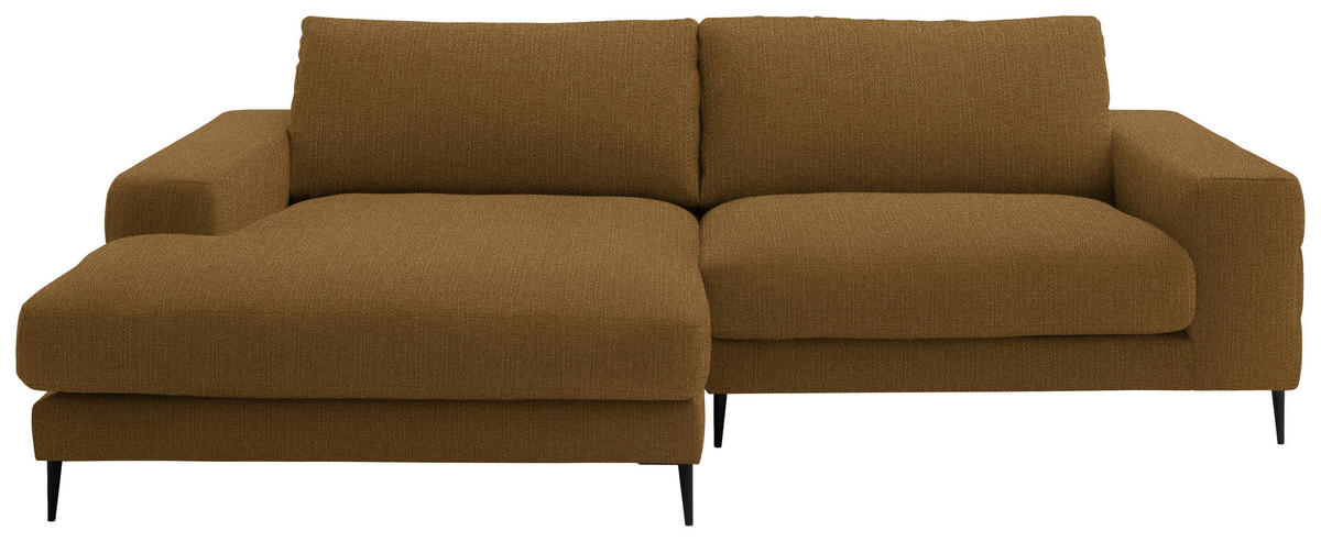 ECKSOFA in Flachgewebe Goldfarben  177/253 cm  - Goldfarben/Schwarz, Design, Textil/Metall (177/253cm) - Dieter Knoll