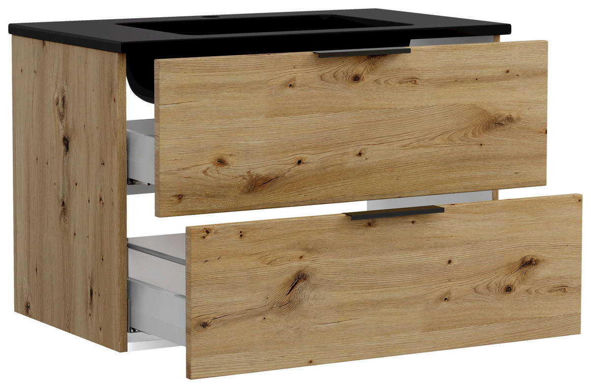 WASCHTISCHKOMBI  - Schwarz/Eiche Artisan, MODERN, Keramik/Holzwerkstoff (80/54/47cm) - Held