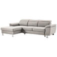 ECKSOFA inkl. Funktionen Ecru Webstoff  - Ecru/Silberfarben, Design, Textil/Metall (167/250cm) - Xora
