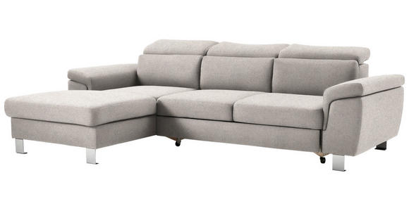 ECKSOFA inkl. Funktionen Ecru Webstoff - Ecru/Silberfarben, Design, Textil/Metall (167/250cm) - Xora
